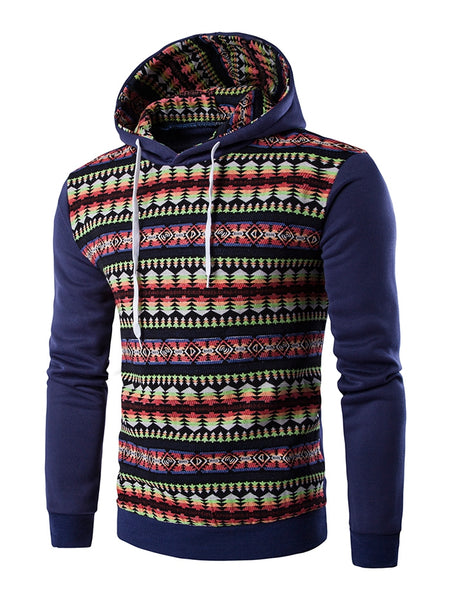 Ethnic Style Stripe Printed Hoodie