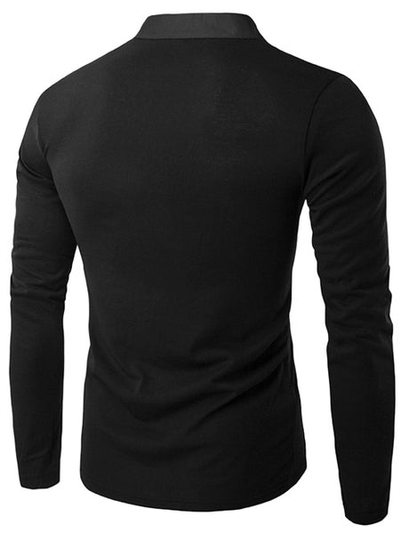 Long Sleeve Grandad Collar Button T Shirt
