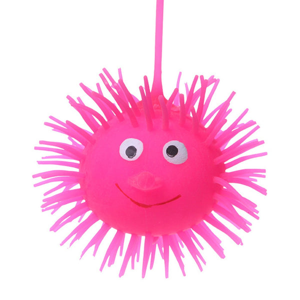 1pc Creative Flash LED Light Up Smile Face Squeeze Hedgehog Ball Toy for Kid