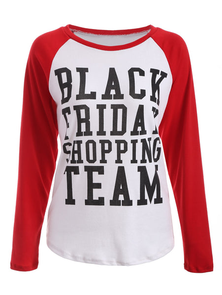 Black Friday Print Raglan Sleeve Tee