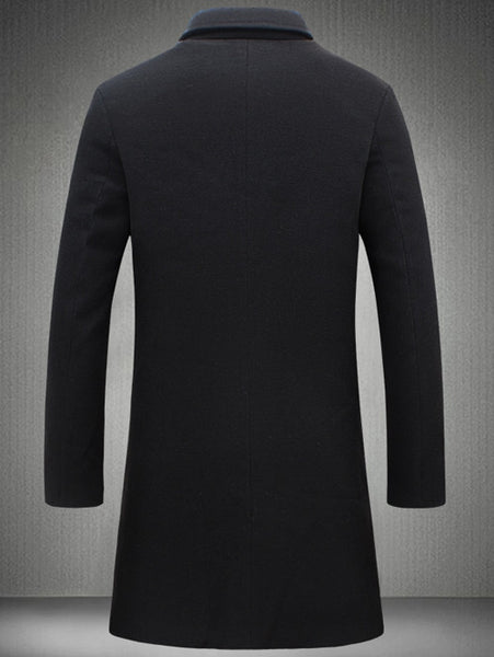 Plus Size Single Breasted Longline Woolen Coat