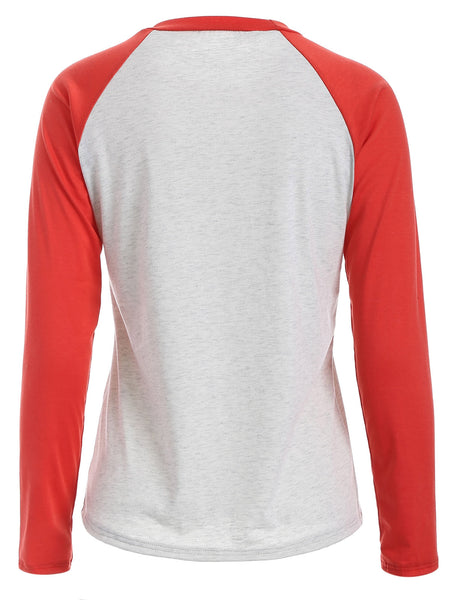 Christmas Letter Print Raglan Sleeves Baseball Tee
