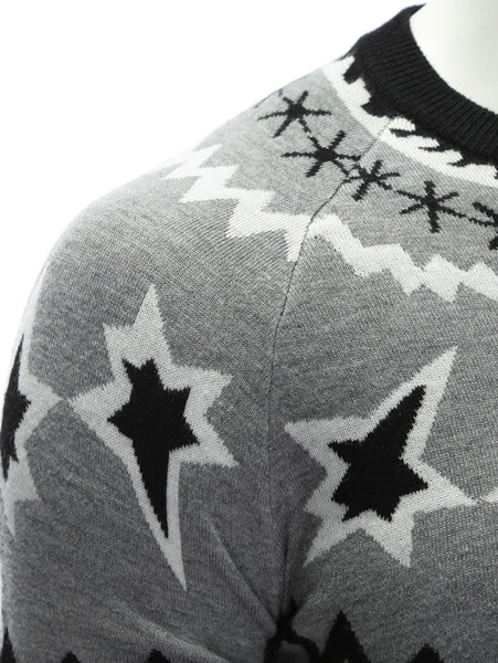 Crew Neck Color Block Waviness Graphic Sweater