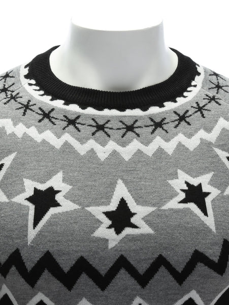 Crew Neck Color Block Waviness Graphic Sweater