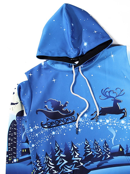 Long Sleeve Pocket Front Christmas Hoodie