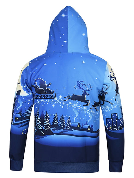 Long Sleeve Pocket Front Christmas Hoodie