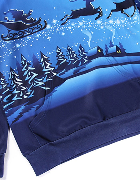 Long Sleeve Pocket Front Christmas Hoodie