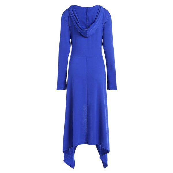 High Low Hooded Dress with Long Sleeves