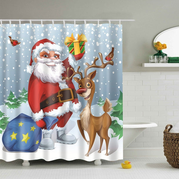 Christmas Gift Elderly Bathroom Polyester Shower Curtain