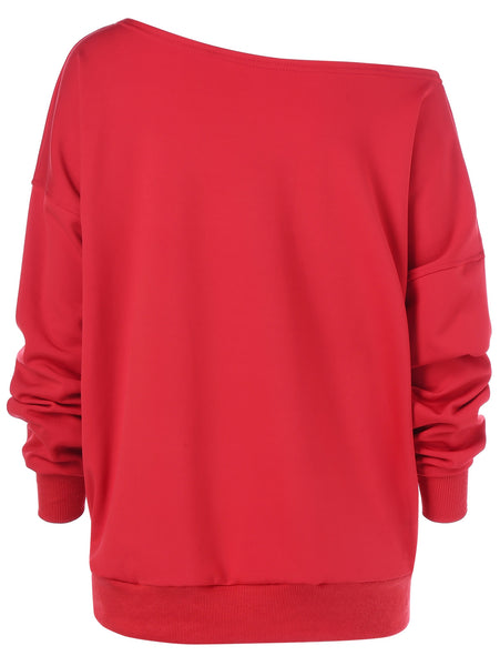 Fawn Print Skew Collar Pullover Sweatshirt