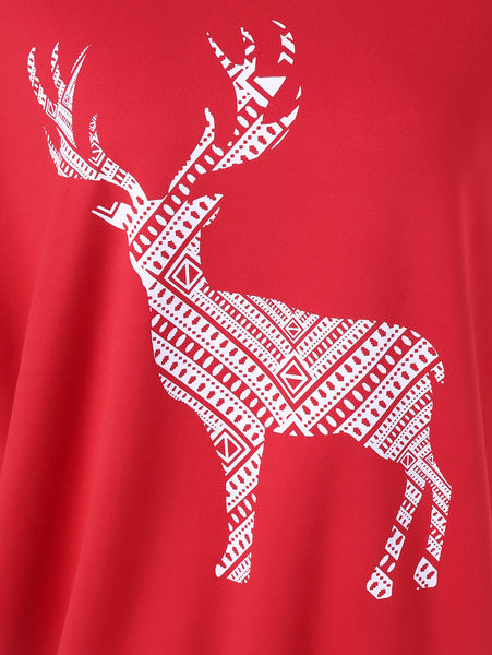 Fawn Print Skew Collar Pullover Sweatshirt