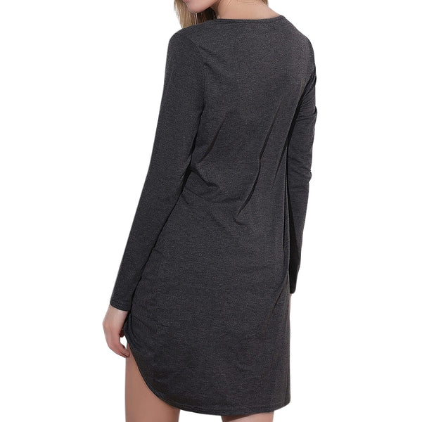 Stylish V-neck Long Sleeve Asymmetrical Women T-shirt