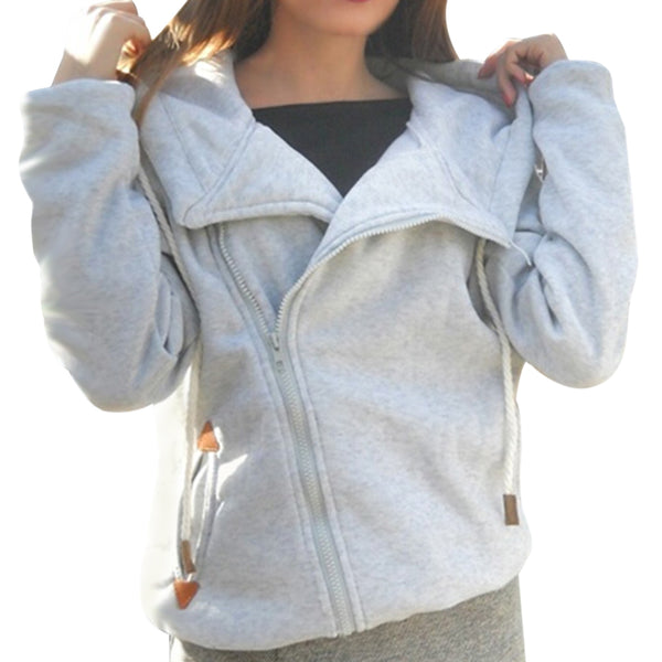 Fashionable Chic Long Sleeve Pure Color Hoodie for Women