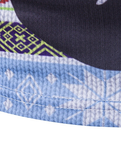 Crew Neck 3D Father Christmas Cartoon Print T-Shirt