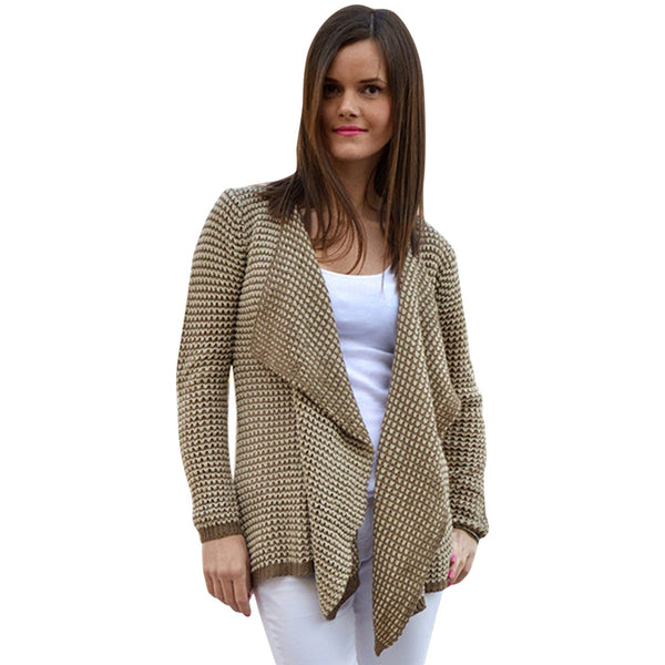 Casual Collarless Long Sleeve Knitted Women Cardigan