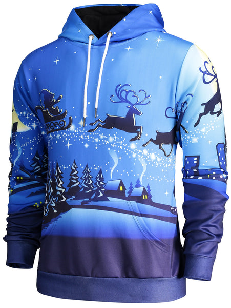 Long Sleeve Pocket Front Christmas Hoodie