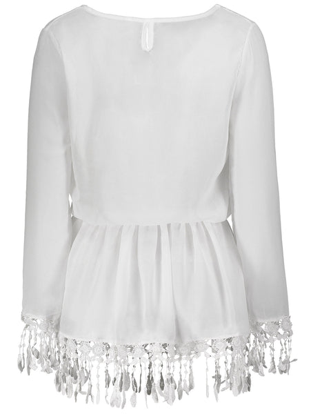 Lace Embellished Long Sleeve Dress