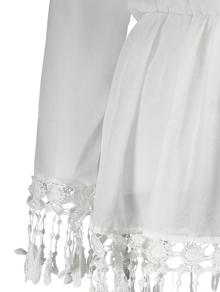 Lace Embellished Long Sleeve Dress