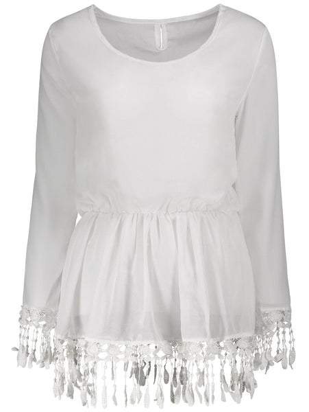Lace Embellished Long Sleeve Dress