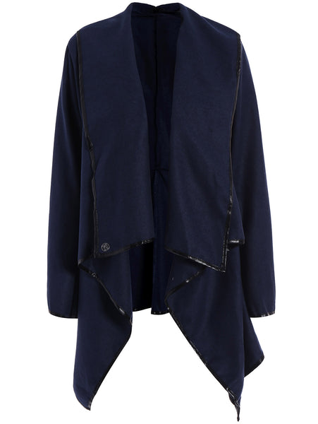 Fashionable Turtleneck Long Sleeve Asymmetric Coat For Women