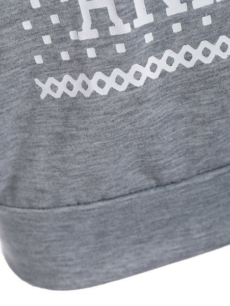 Skew Neck Merry Christmas Print Sweatshirt
