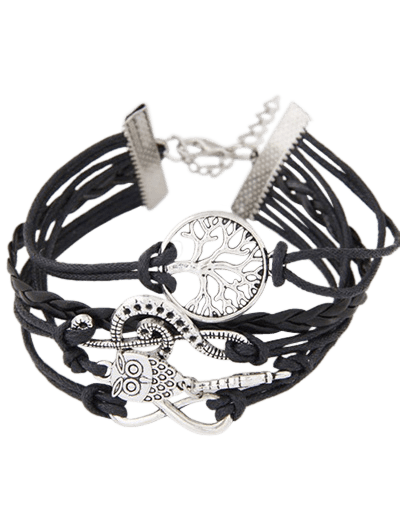 Music Notation Life Tree Owl Braided Bracelet