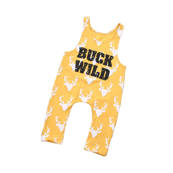 Baby Girls Boys Deer Printed Clothes Infant Sleeveless Bodysuit Romper Outfits