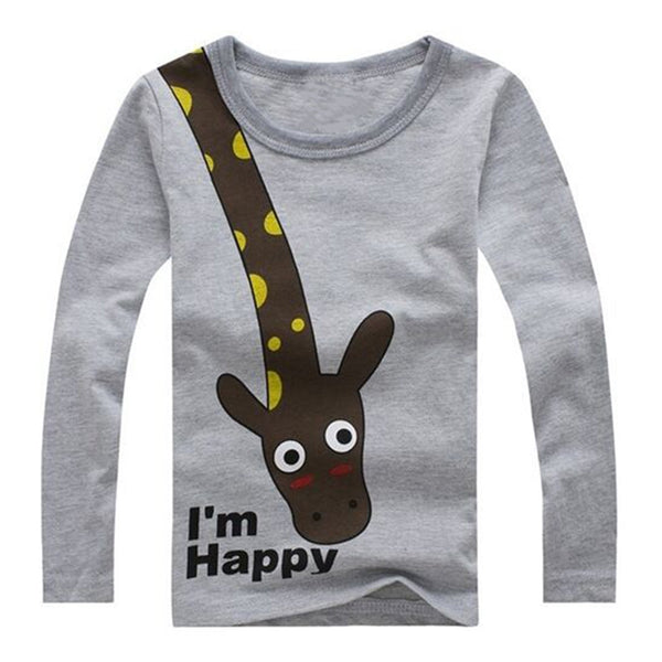 Baby Boys Girls Giraffe Print Long Sleeve Tops T-shirt Kids Clothes 3-7T US