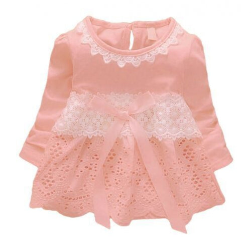 Baby Newborn Girl Floral Tutu Fashion Bow Long Sleeve Princess Party Dress