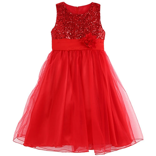 C122E14+KA4-18*äº®ç‰‡é•¿è£™ç¤¼æœèŠ±æœµè…°å¸¦ç½‘çº±è“¬è“¬è£™çº¢è‰²130CM