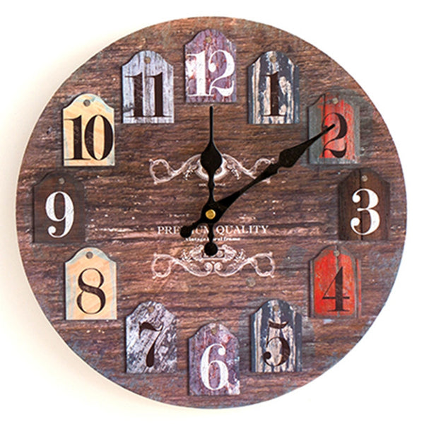Classics Analog Number Round Wood Wall Clock
