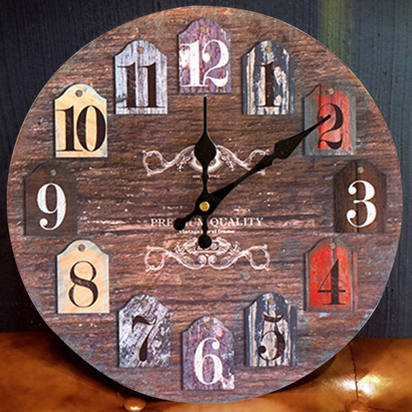 Classics Analog Number Round Wood Wall Clock