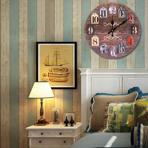 Classics Analog Number Round Wood Wall Clock