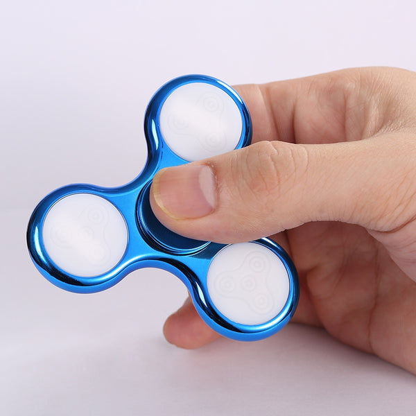 Electroplated Tri-bar Fidget Spinner with 18 Patterns LED Light