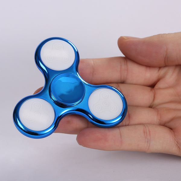 Electroplated Tri-bar Fidget Spinner with 18 Patterns LED Light