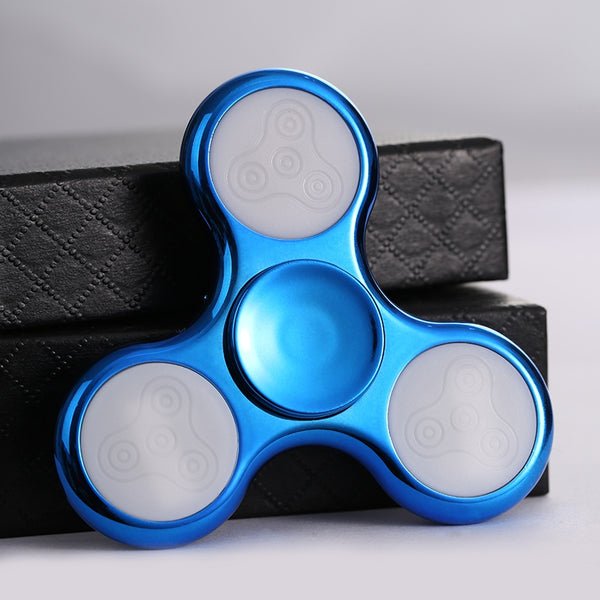 Electroplated Tri-bar Fidget Spinner with 18 Patterns LED Light