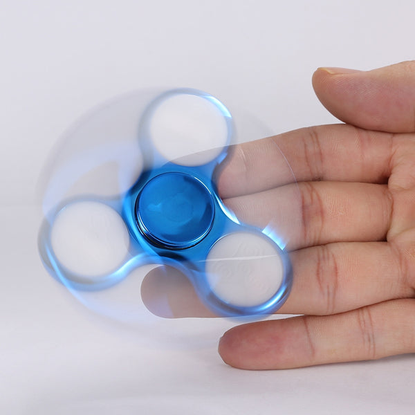 Electroplated Tri-bar Fidget Spinner with 18 Patterns LED Light