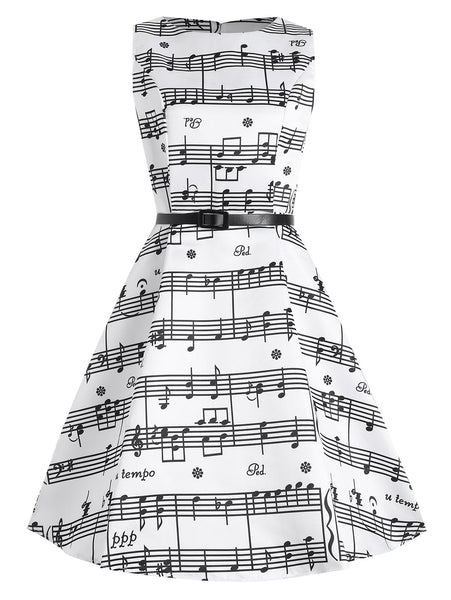 Plus Size Music Pattern 1950s Dress
