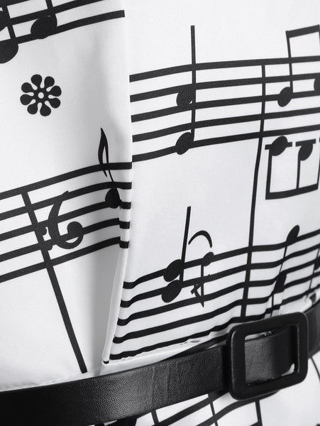 Plus Size Music Pattern 1950s Dress