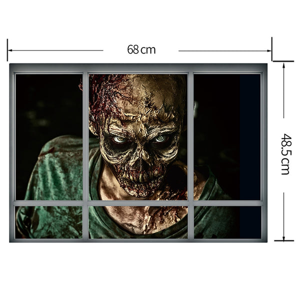 Halloween Window Zombie 3D Wall Art Sticker For Bedrooms