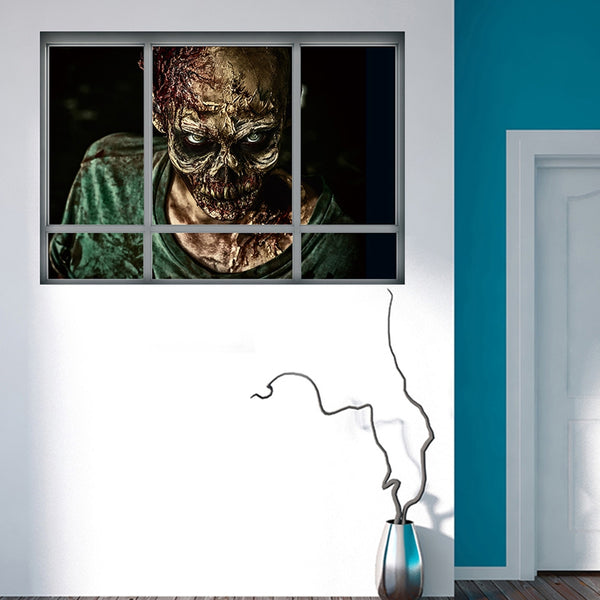 Halloween Window Zombie 3D Wall Art Sticker For Bedrooms