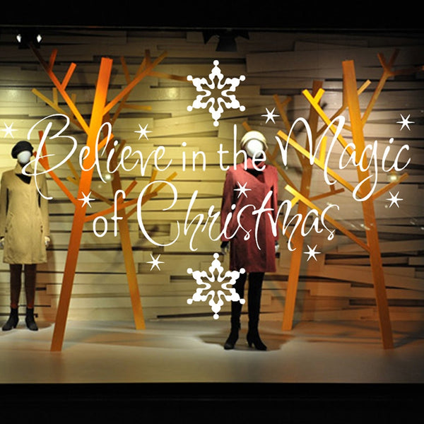 Christmas Letter Snowflake Wall Stickers For Living Room