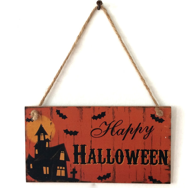 Halloween Castle Pattern Wooden Door Hanging Sign