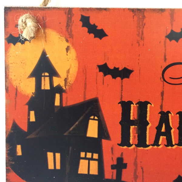 Halloween Castle Pattern Wooden Door Hanging Sign