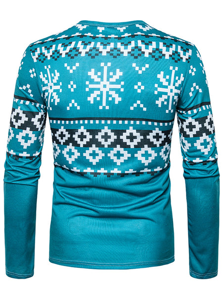 Crew Neck 3D Cat Geometric Print Christmas T-shirt