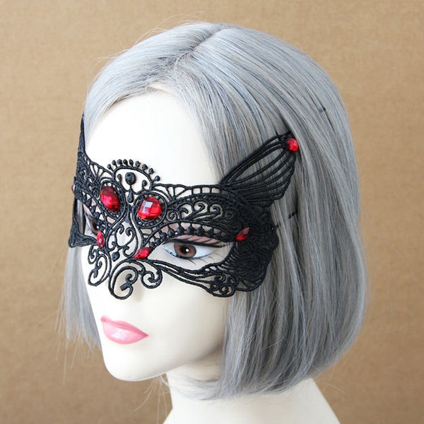 Halloween Faux Ruby Lace Party Mask