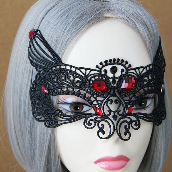 Halloween Faux Ruby Lace Party Mask