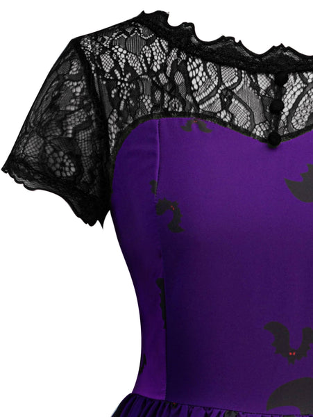 Halloween Vintage Lace Insert Pin Up Dress