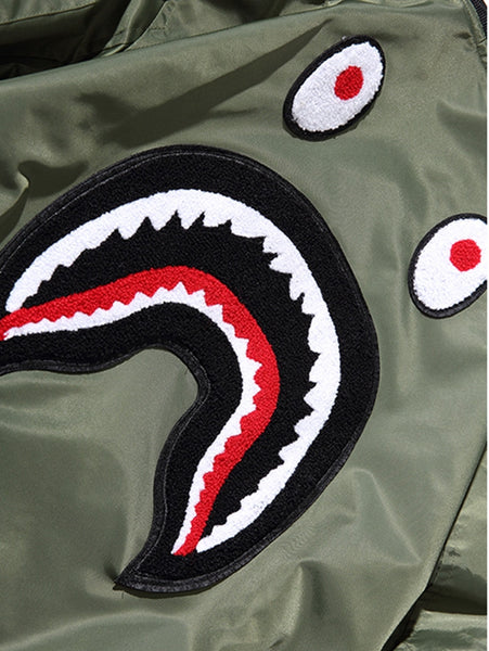 Zip Up Patch Bomber Jacket