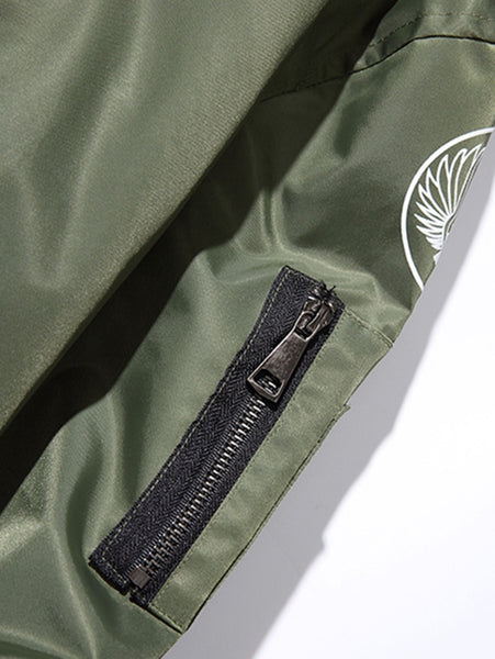 Zip Up Patch Bomber Jacket